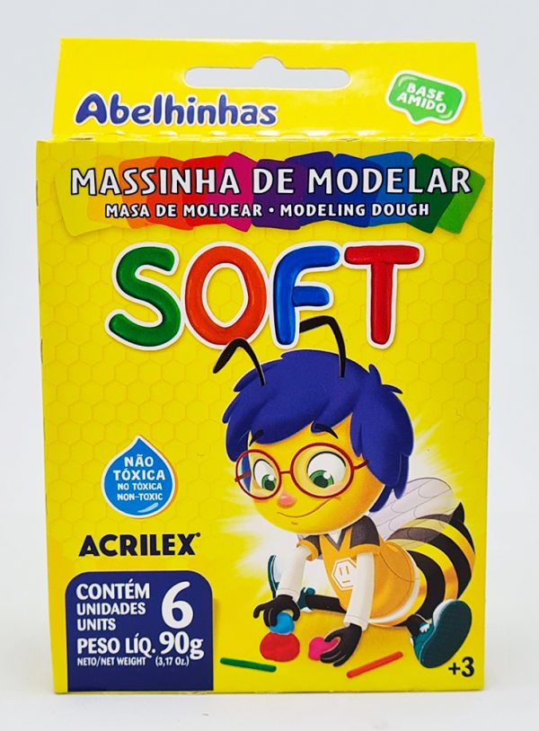 Plastilina 6 colores ACRILEX Soft 7316 para modelar