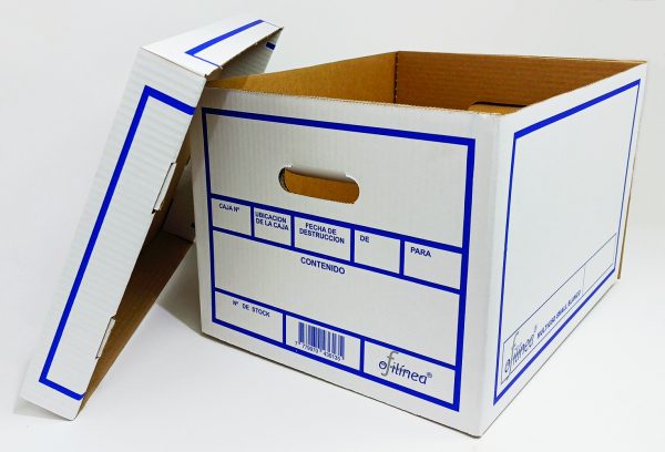 Caja de cartón corrugado 38 x 30.8 x 26 cms (base + tapa) Blanca - Imagen 2