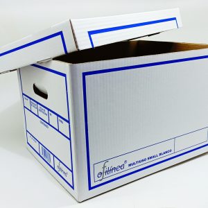 Caja de cartón corrugado 38 x 30.8 x 26 cms (base + tapa) Blanca