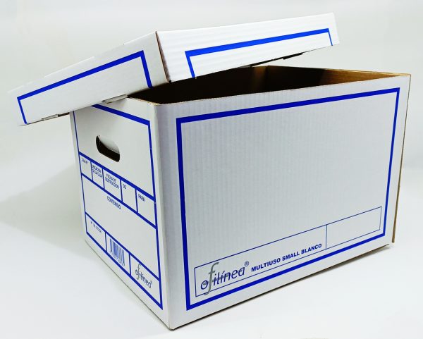 Caja de cartón corrugado 38 x 30.8 x 26 cms (base + tapa) Blanca