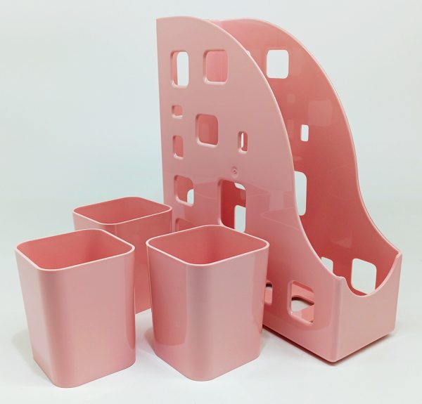 Porta Revistas DELLO Kit de Ambiente + 3 porta objeto Rosa 6415