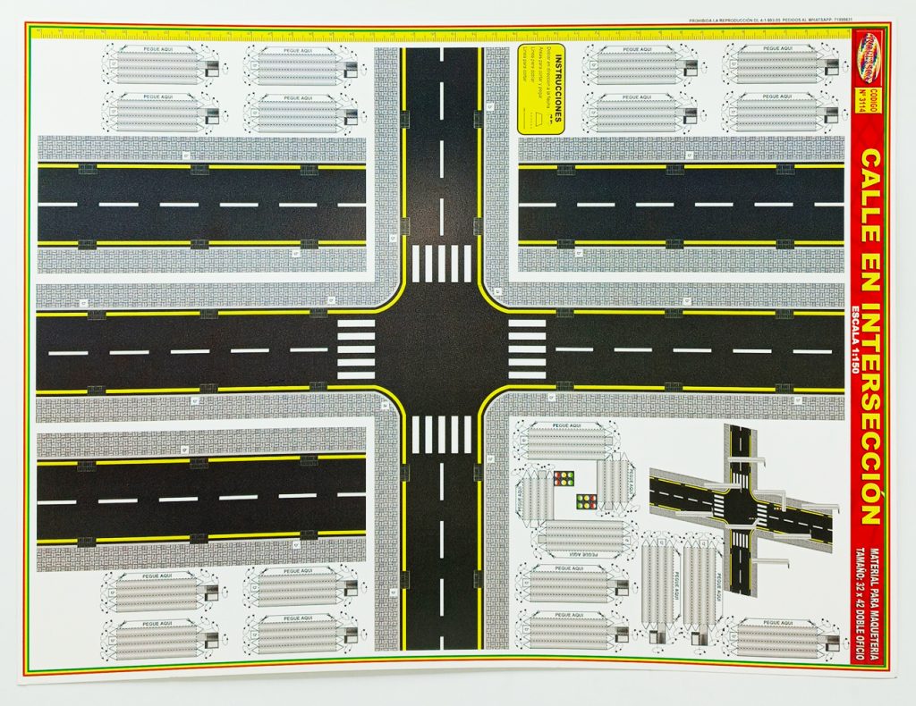 Textura para maqueta Calle en Intersección para armar esc. 1:150 Nº3114