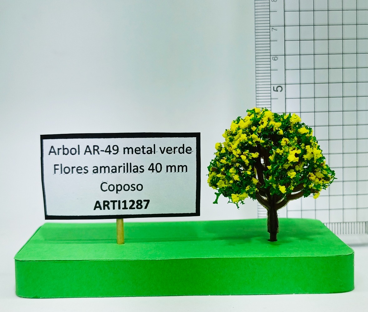 Árbol AR-49 metal, verde Flores amarillas 40 mm Coposo