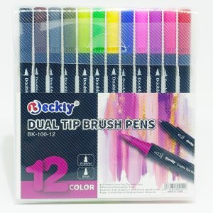 Marcador punta Pincel 12 colores BECKLY Dual Tip BK-100-12