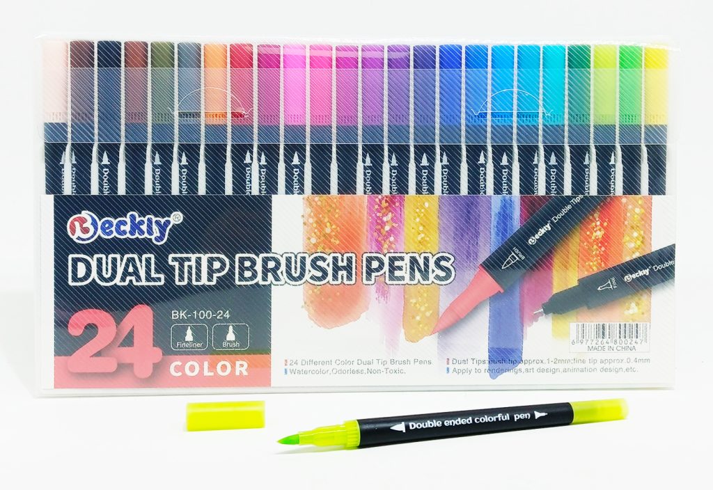Marcador punta Pincel 24 colores BECKLY Dual Tip BK-100-24