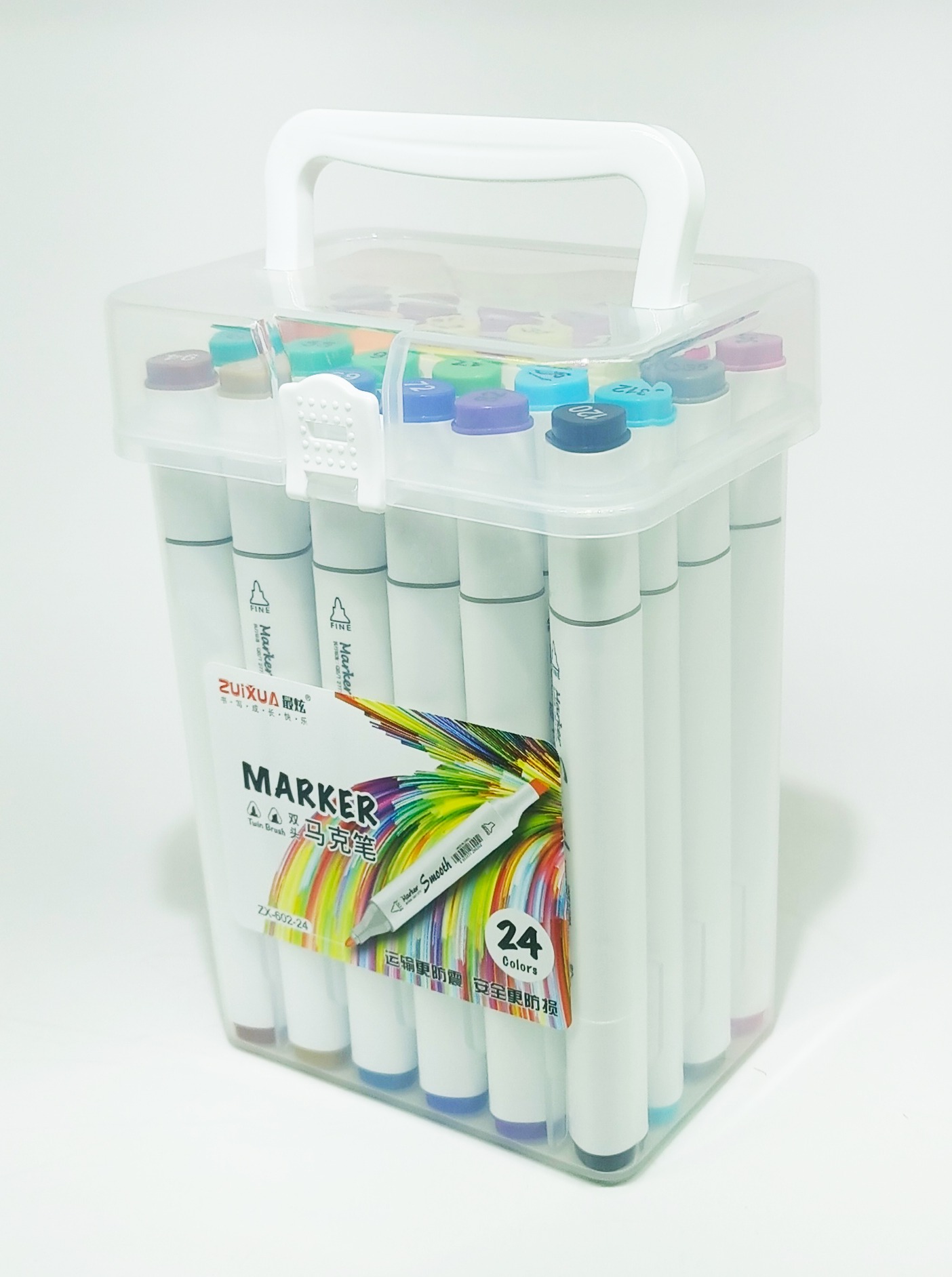 Marcador permanente 24 col. ZUIXUA doble punta ZX-602-24 - Imagen 2