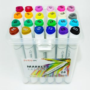 Marcador permanente 24 col. ZUIXUA doble punta ZX-602-24