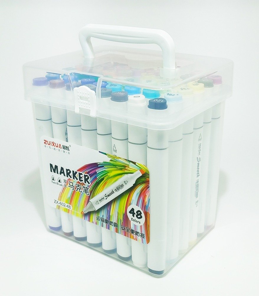 Marcador permanente 48 col ZUIXUA doble punta ZX-602-48 - Imagen 2
