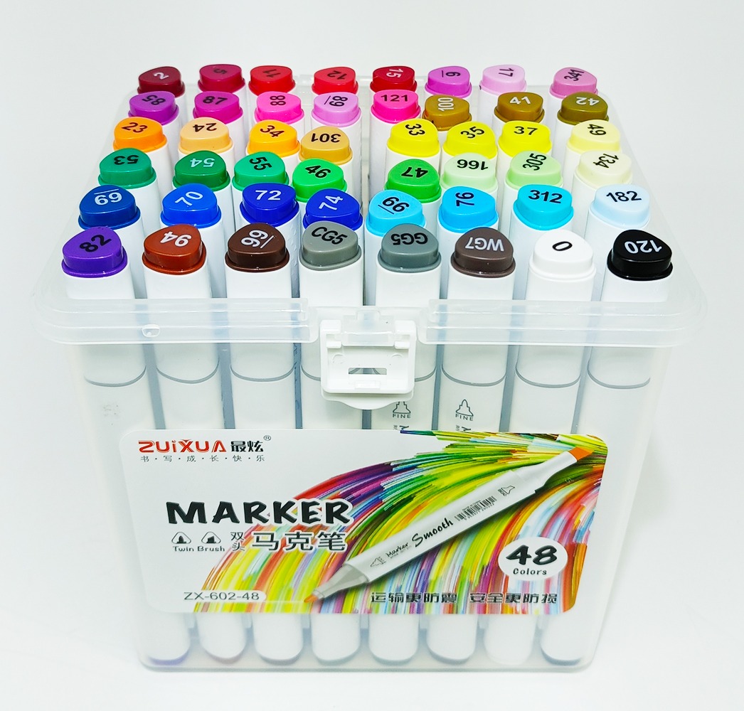 Marcador permanente 48 col ZUIXUA doble punta ZX-602-48