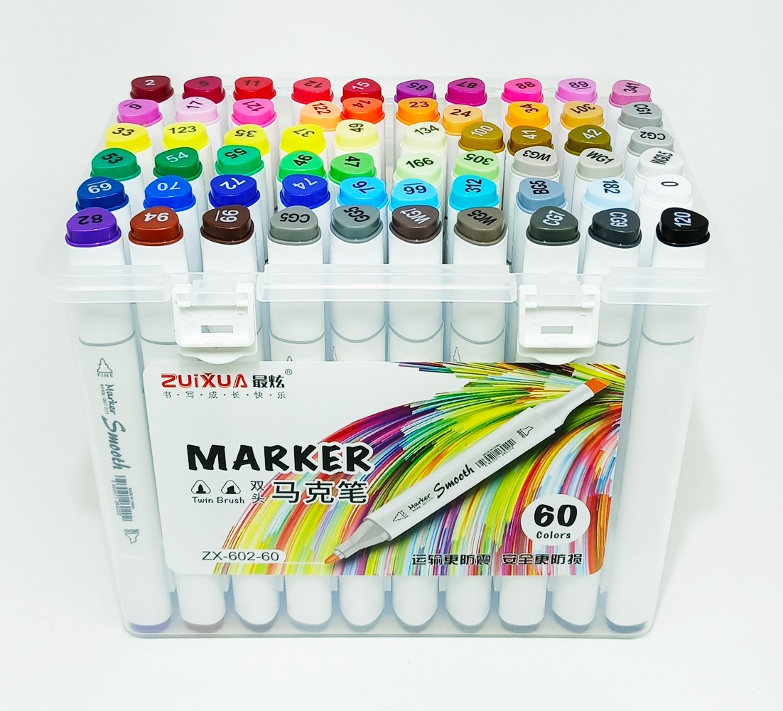 Marcador permanente 60 col ZUIXUA doble punta ZX-602-60