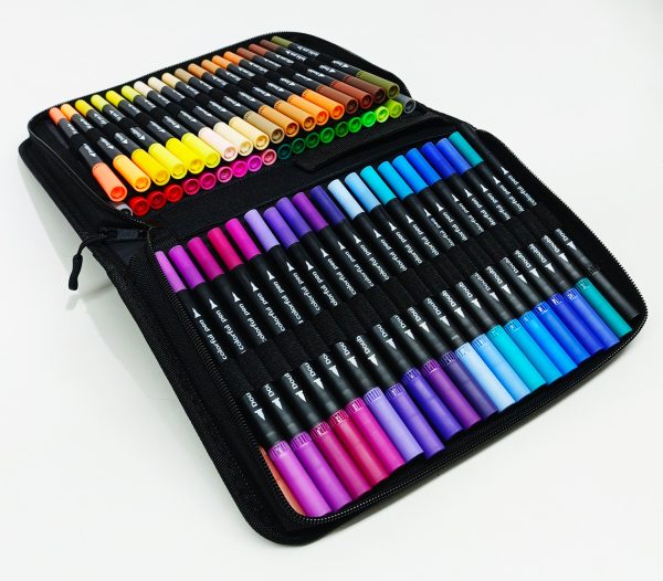 Marcador punta pincel 60 colores DUAL BRUSH DB-60 Doble Punta Estuche de Lona