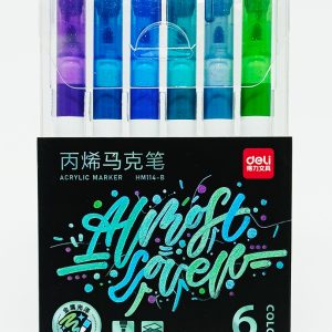 Marcador Metálico 6 colores DELI Acrílico Punta Redonda Colores FRÍOS HM114-C
