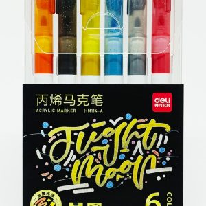 Marcador Metálico 6 colores DELI Acrílico Punta Redonda Colores CLÁSICOS CK HM114-A