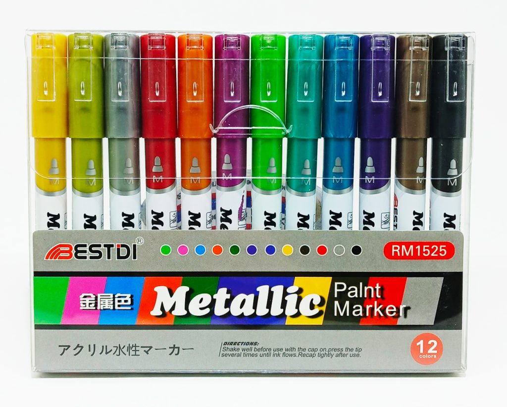 Marcador Metálico 12 colores BESTDI Acrílico RM1525 Punta Media