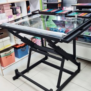 Mesa de Dibujo metálica de 80 x 120 cm tablero de vidrio con regla paralela