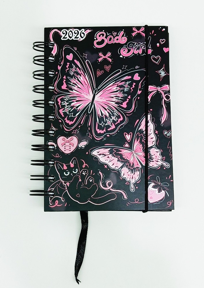 Agenda 2026 A-6 Estampado, anillado 1 página por día tapa dura 14S