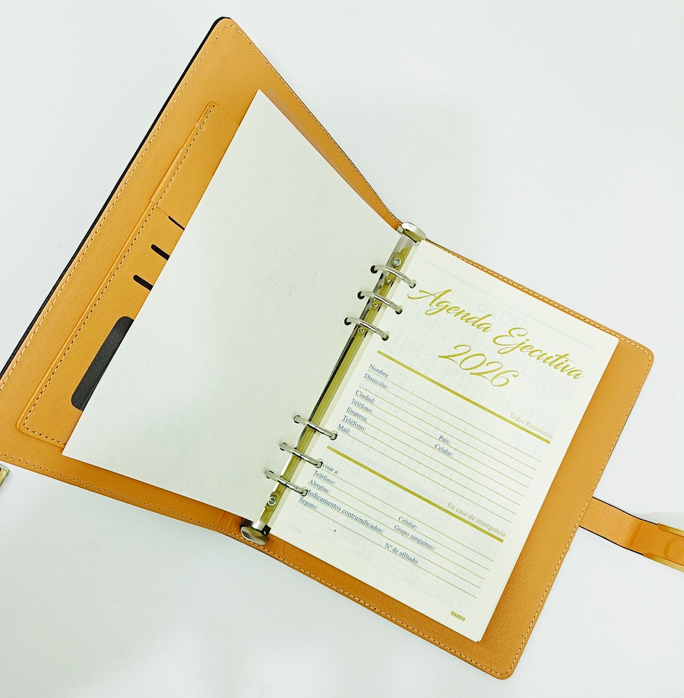 Agenda Ejecutiva 2026, 6 anillas AG 1-2 1 página por día, tapas de cuero sintético. - Imagen 4