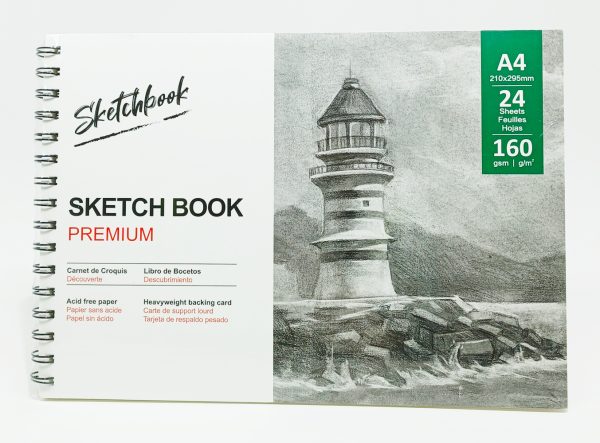 Block de Dibujo Espiral A-4 SKETCH BOOK Premium 24 hojas 160 gr. para bocetos SA42402