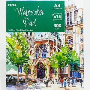 Block de Dibujo Espiral A-4 WATERCOLOR Pad 15 hojas 300 gr. para Acuarela WA41501