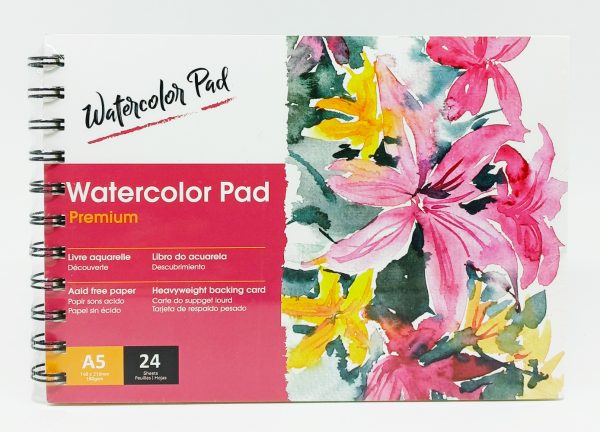 Block de Dibujo Espiral A-5 WATERCOLOR Pad Premium 24 hojas 180 gr para Acuarela WA52401