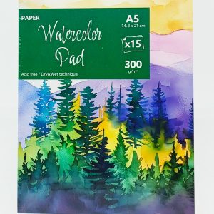 Block de Dibujo Espiral A-5 WATERCOLOR Pad 15 hojas 300 gr para Acuarela WA41501