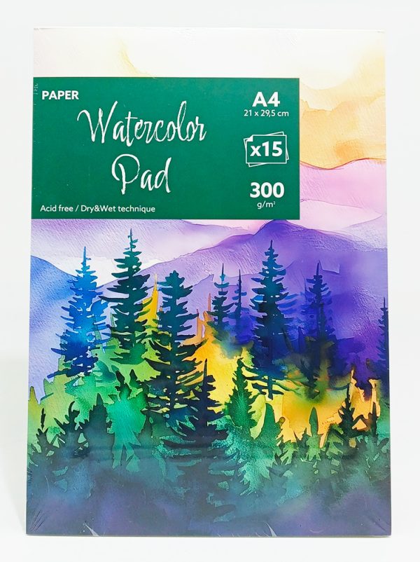 Block de Dibujo A-4 WATERCOLOR Pad 15 hojas 300 gr. para Acuarela WA51501-1