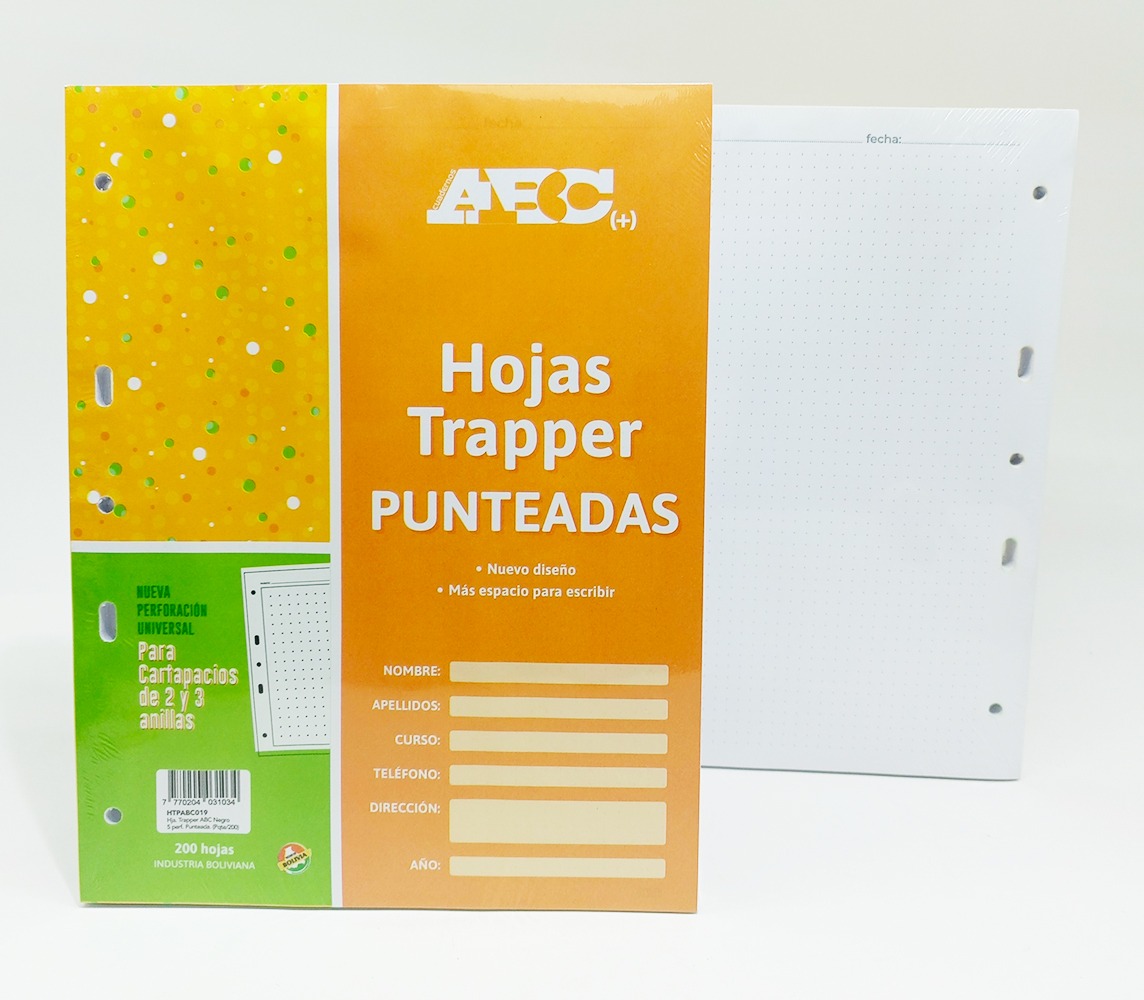 Hojas para trapper Carta 5 perforaciones ABC Puntos negro