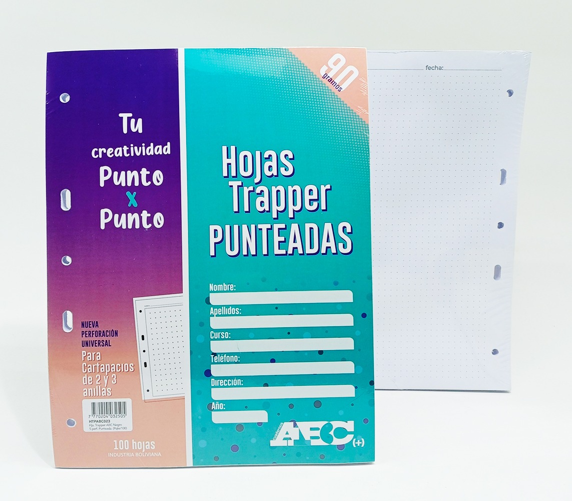 Hojas para trapper Carta 5 perforaciones ABC Puntos 90 gramos