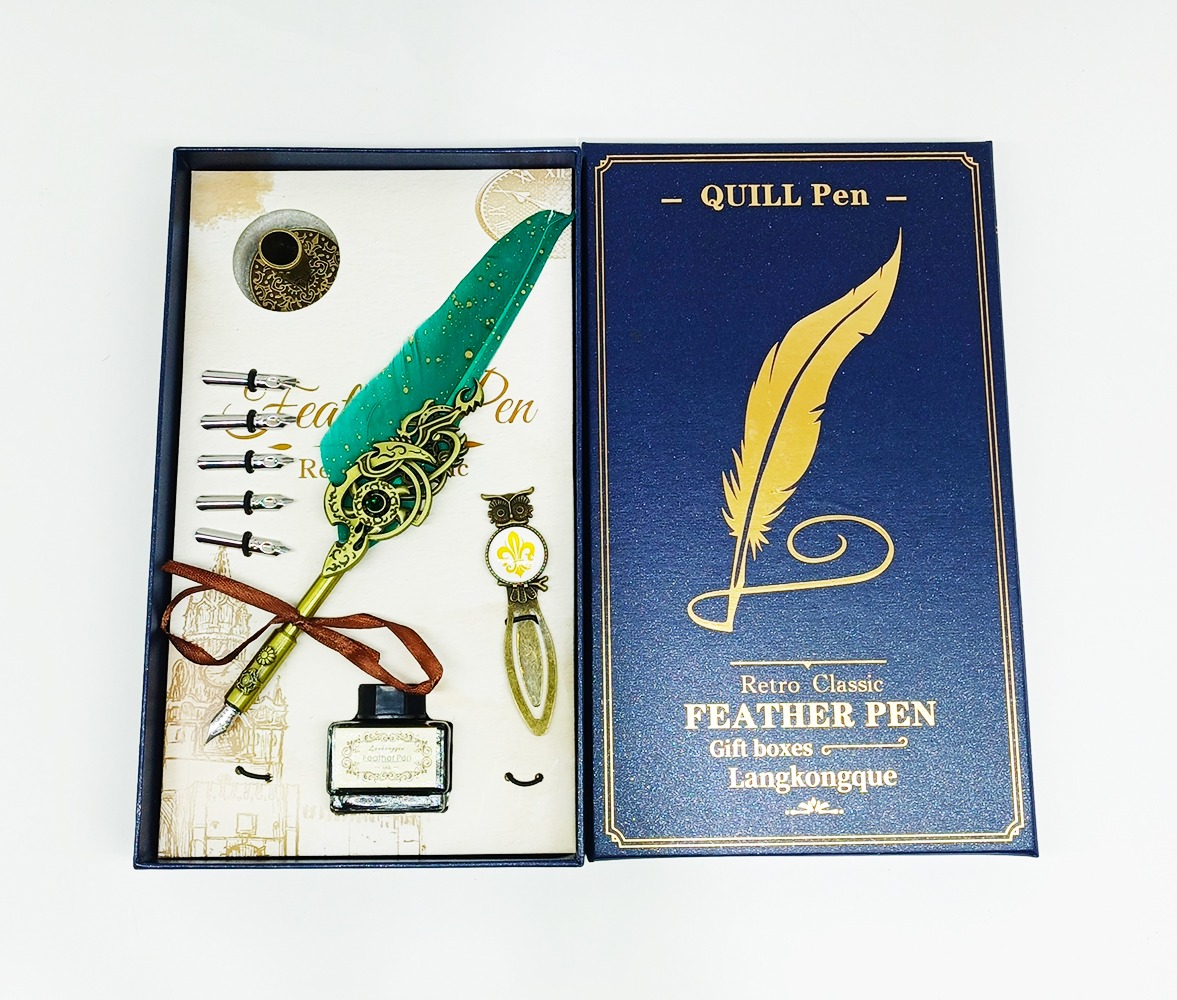 Plumillas para Caligrafía LANGKONGQUE Y-2503 6 plumillas + Canuto + Tinta + separador de página. - Imagen 2