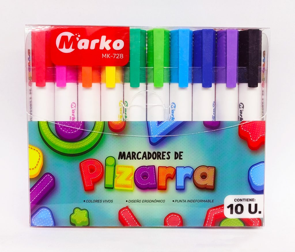 Marcador para Pizarra Acrílica MARKO 10 Diferentes Colores MK-728