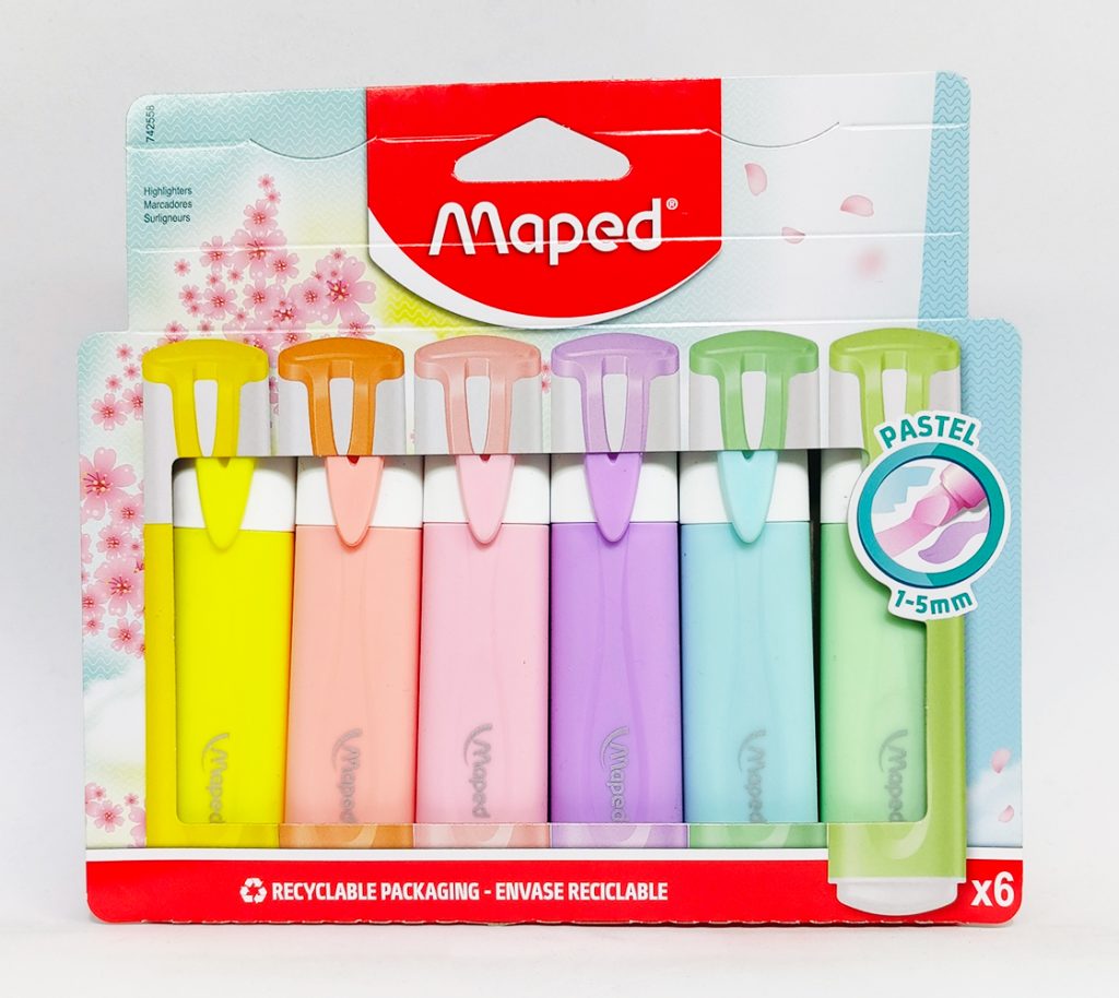 Resaltador MAPED Pastel 6 colores Classic Punta biselada