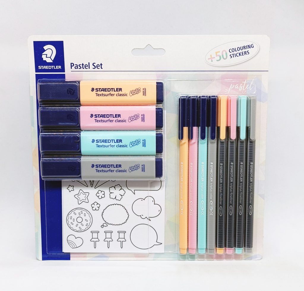 Set Pastel STAEDTLER micropunta, marcador y resaltador 4 col. x 3 61 SBK1 PA