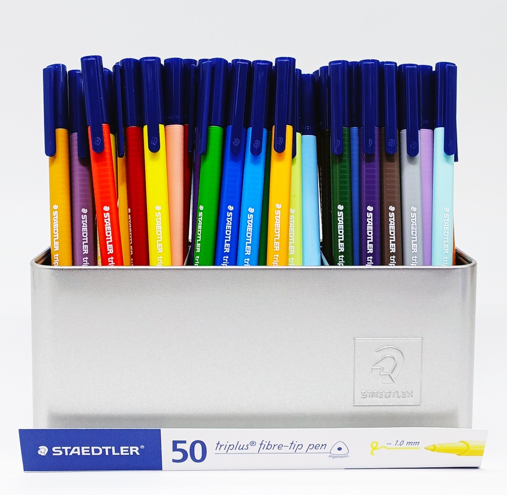 Marcador STAEDTLER triplus 1.0 mm Estuche 50 colores caja metálico 323 MC50