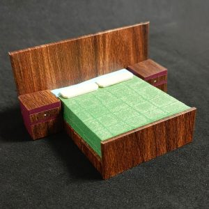 Juego de Dormitorio escala 1:25 Cama 2 plazas de cartón/cartulina