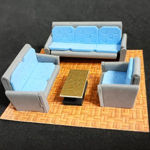 Juego de Living escala 1:25 armado de Cartón/Cartulina