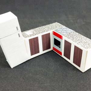 Juego de Cocina escala 1:25 con refrigerador de cartón/cartulina