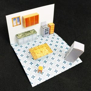 Juego de Cocina armado de cartulina escala 1:50