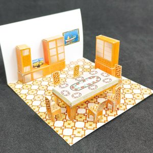 Juego de Comedor armado de cartulina escala 1:50