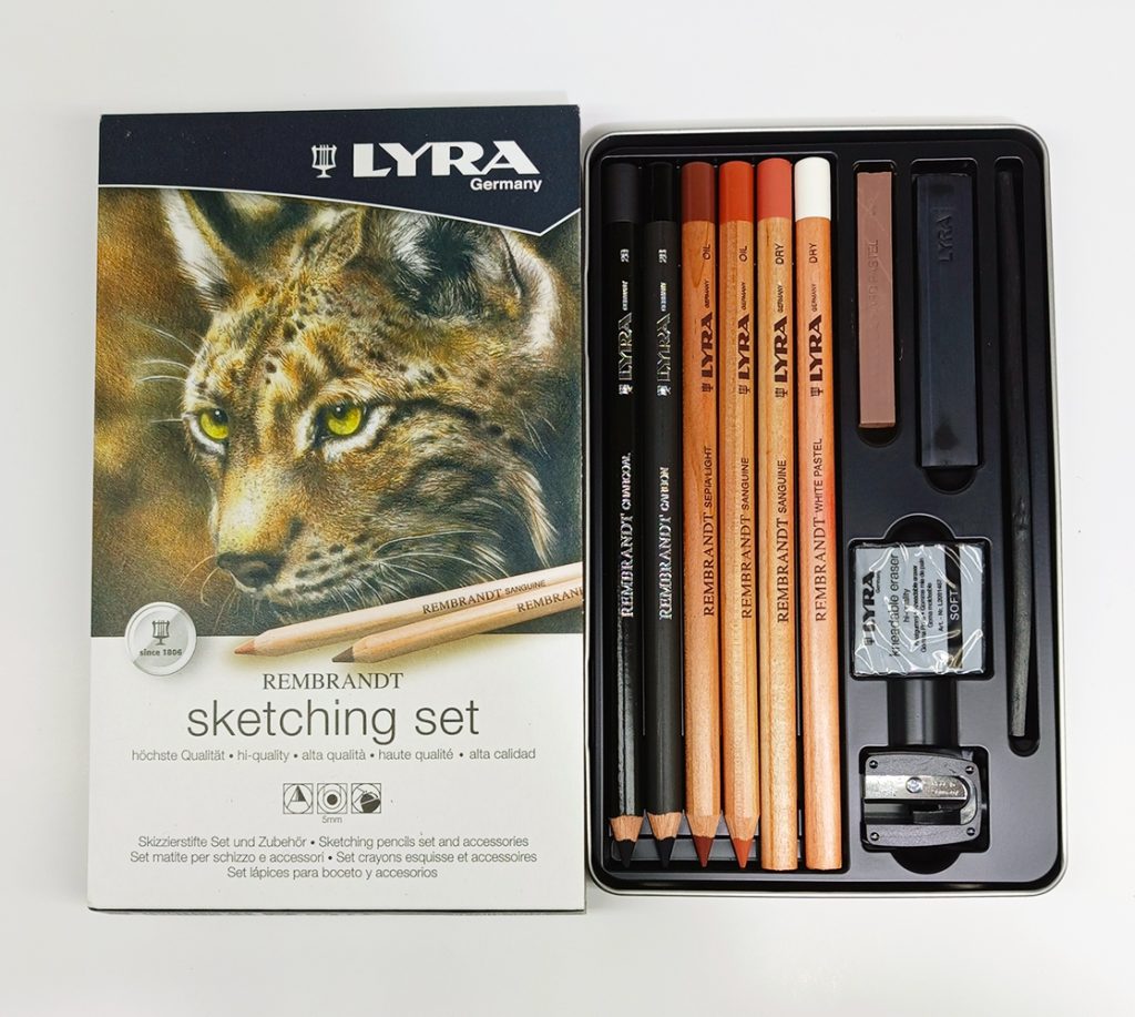 Lápiz de dibujo pastel 11 piezas LYRA Rembrandt sepia/sanguine/blanco/carbón y accesorios L2051110