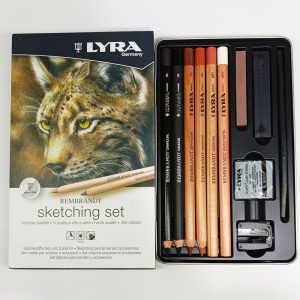 Lápiz de dibujo pastel 11 piezas LYRA Rembrandt sepia/sanguine/blanco/carbón y accesorios L2051110