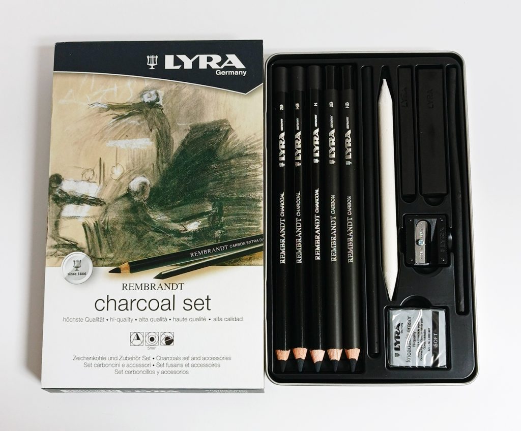 Lápiz de dibujo Carbón + accesorios 12 piezas LYRA Rembrandt L2051112 estuche de metal