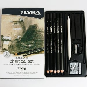 Lápiz de dibujo Carbón + accesorios 12 piezas LYRA Rembrandt L2051112 estuche de metal