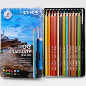 Lápiz de color Acuarelable 12 colores LYRA Gradúate 2881120 + pincel caja de metal