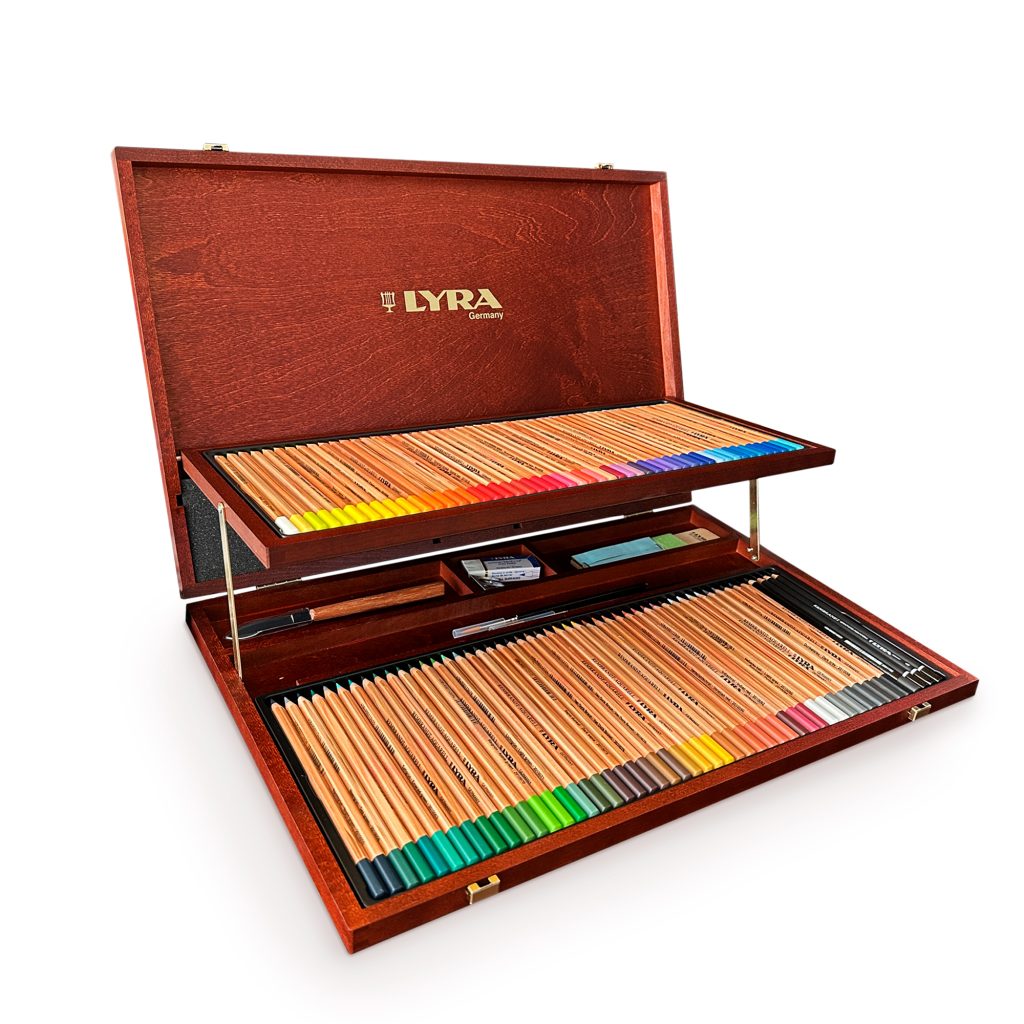 Set de lápices Acuarelables LYRA Rembrandt 2014200 106 colores y accesorios para artistas estuche de madera