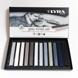 Tiza Pastel Graso 12 colores en tono Gris Polycrayons LYRA 5641122 caja de cartón