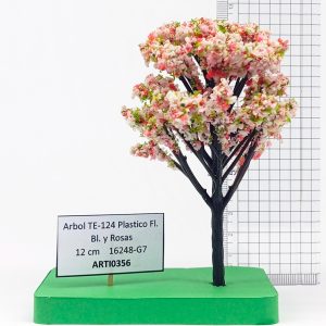Árbol TE-124 Plástico Flores Blanco y Rosas 12 cm 16248-G7