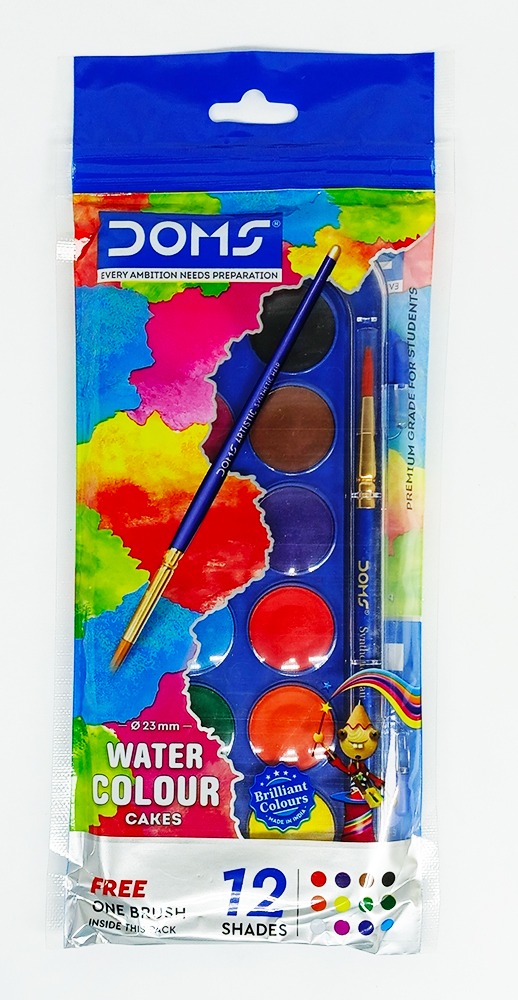Acuarelas de 12 colores DOMS 7427 estuche plástico