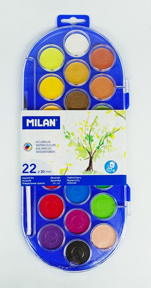 Acuarelas de 22 colores MILAN estuche plástico