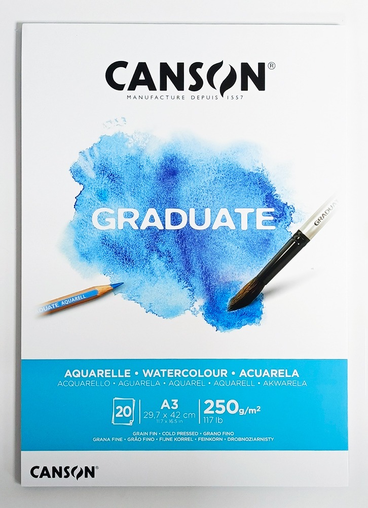 Block de Dibujo A-3 CANSON GRADUATE Para Acuarela 250 gr. 20 hojas 10375