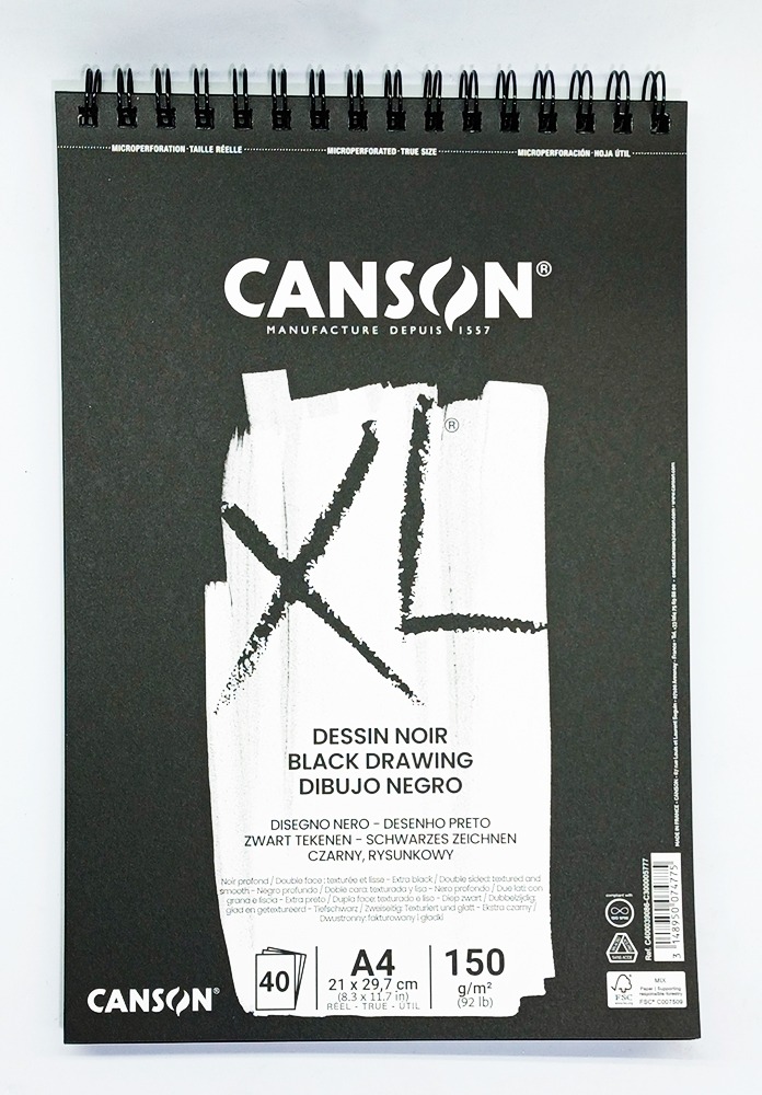 Block de Dibujo Espiral A-4 CANSON XL Negro 150 gr 40 hojas 39086